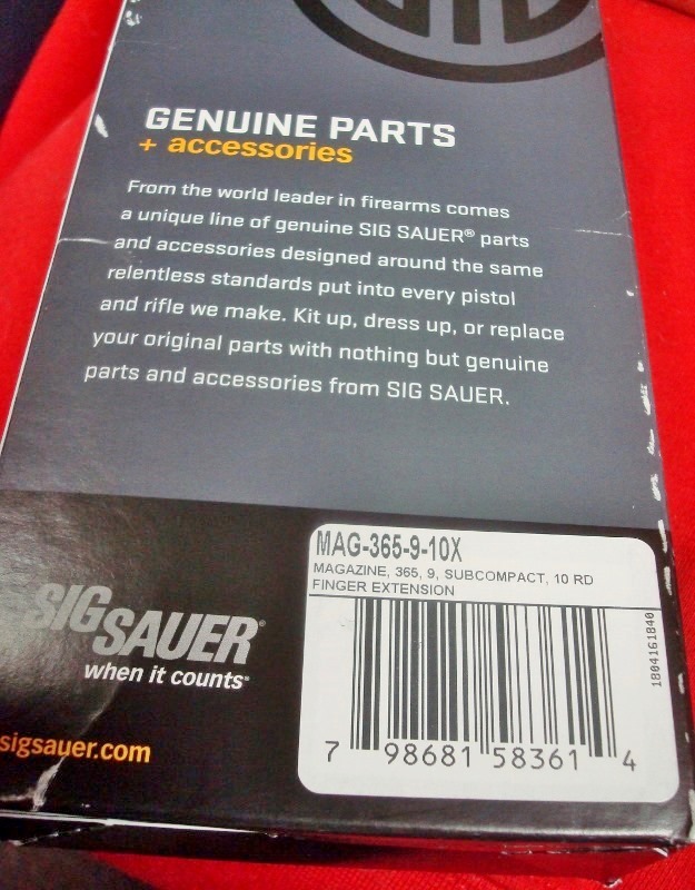 Sig - model P365 Micro Compact 10rd 9mm Extended Magazine - Click Image to Close
